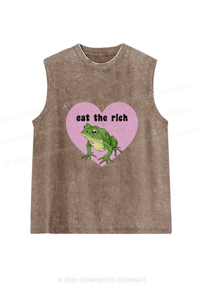 Eat The Rich Frog Y2K Washed Tank Cherrykitten