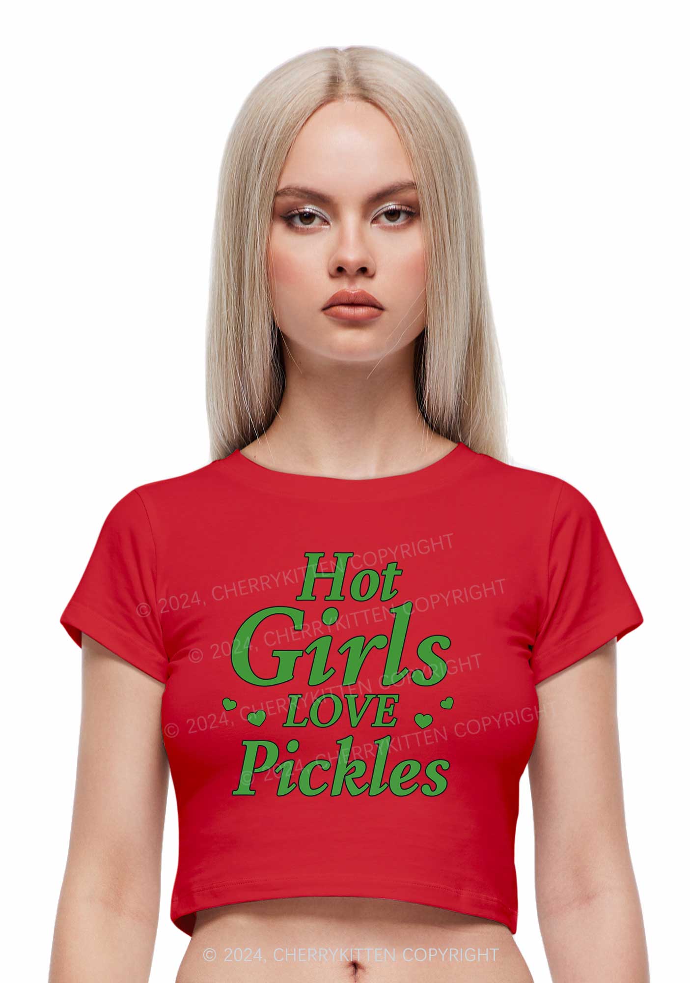 Hot Girls Love Pickles Y2K Baby Tee Cherrykitten