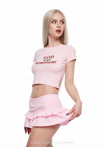 God Is Not Homophobic Y2K Baby Tee Cherrykitten