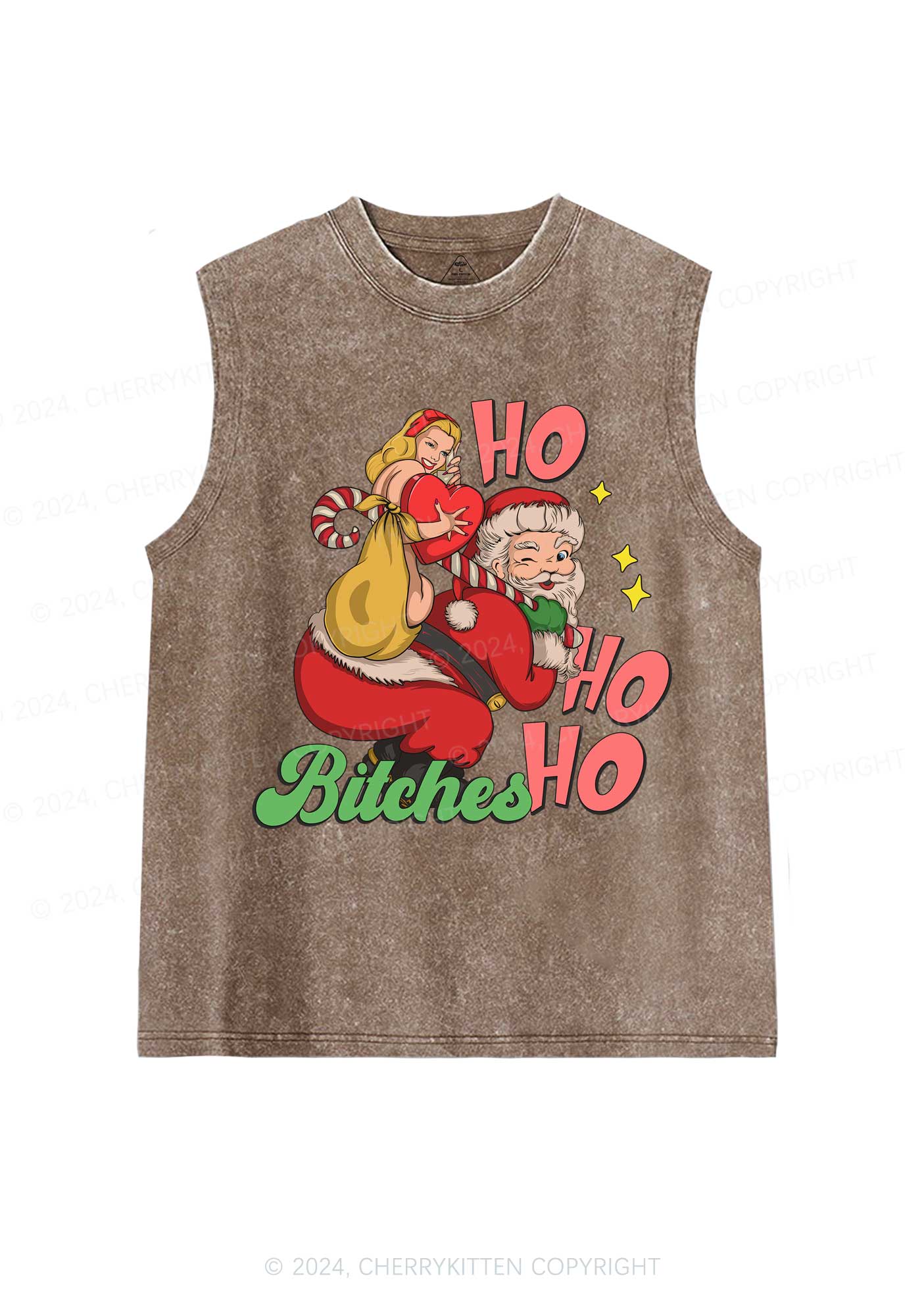 Christmas Ho Ho Ho Bxxches Y2K Washed Tank Cherrykitten