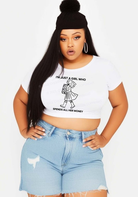 Curvy Spends All Money Y2K Baby Tee Cherrykitten