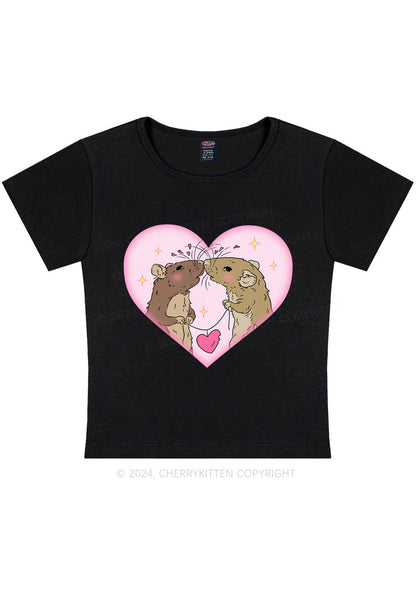 Two Rats Kiss Y2K Valentine's Day Baby Tee Cherrykitten