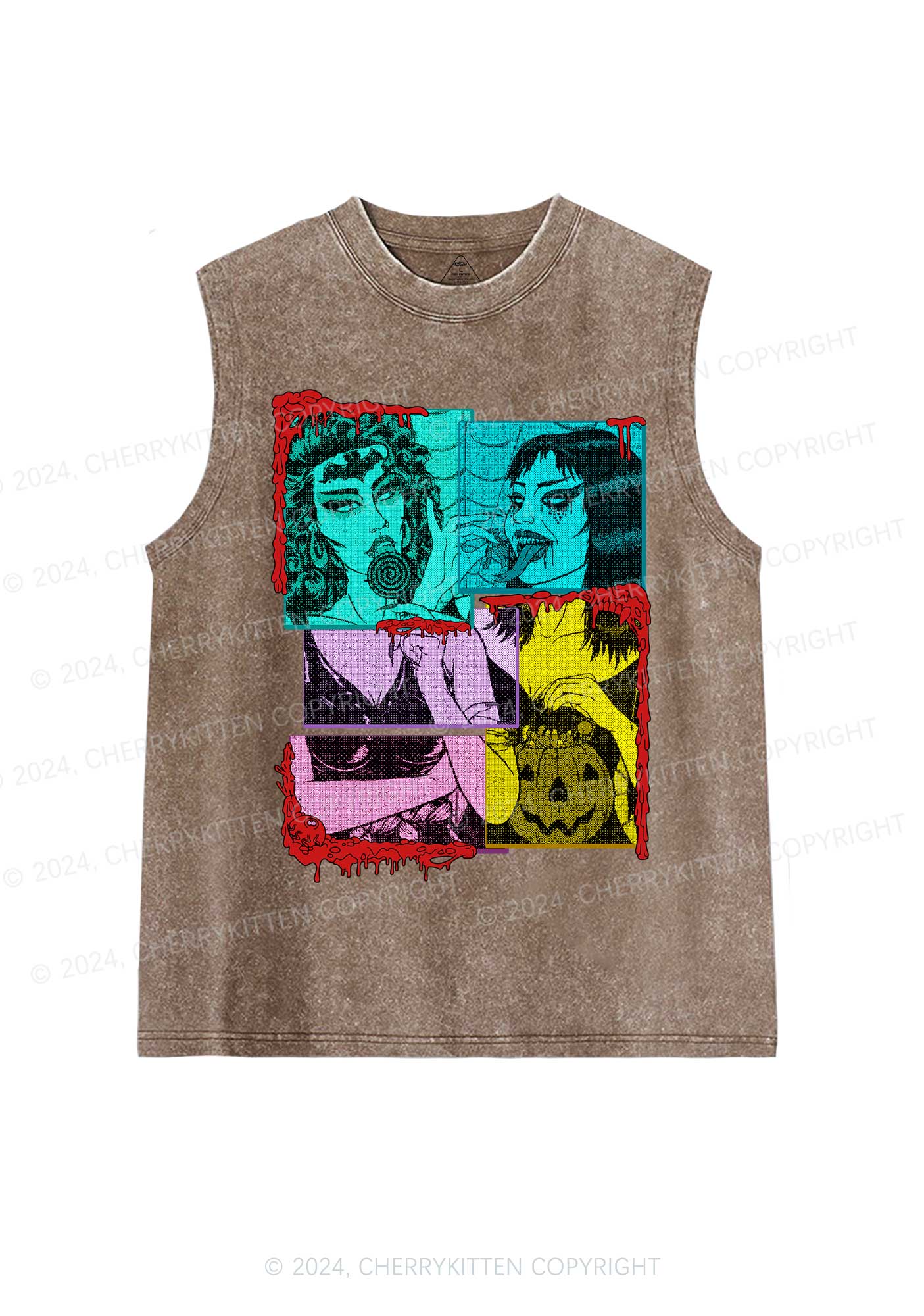 Halloween Devil Lick Y2K Washed Tank Cherrykitten