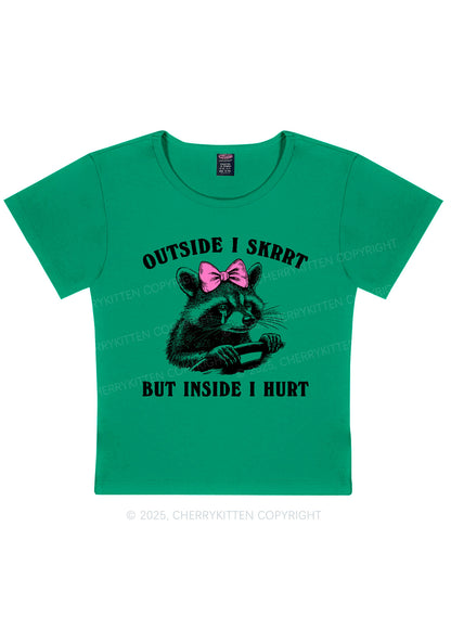 Outside I Skrrt Raccoon Y2K Baby Tee Cherrykitten