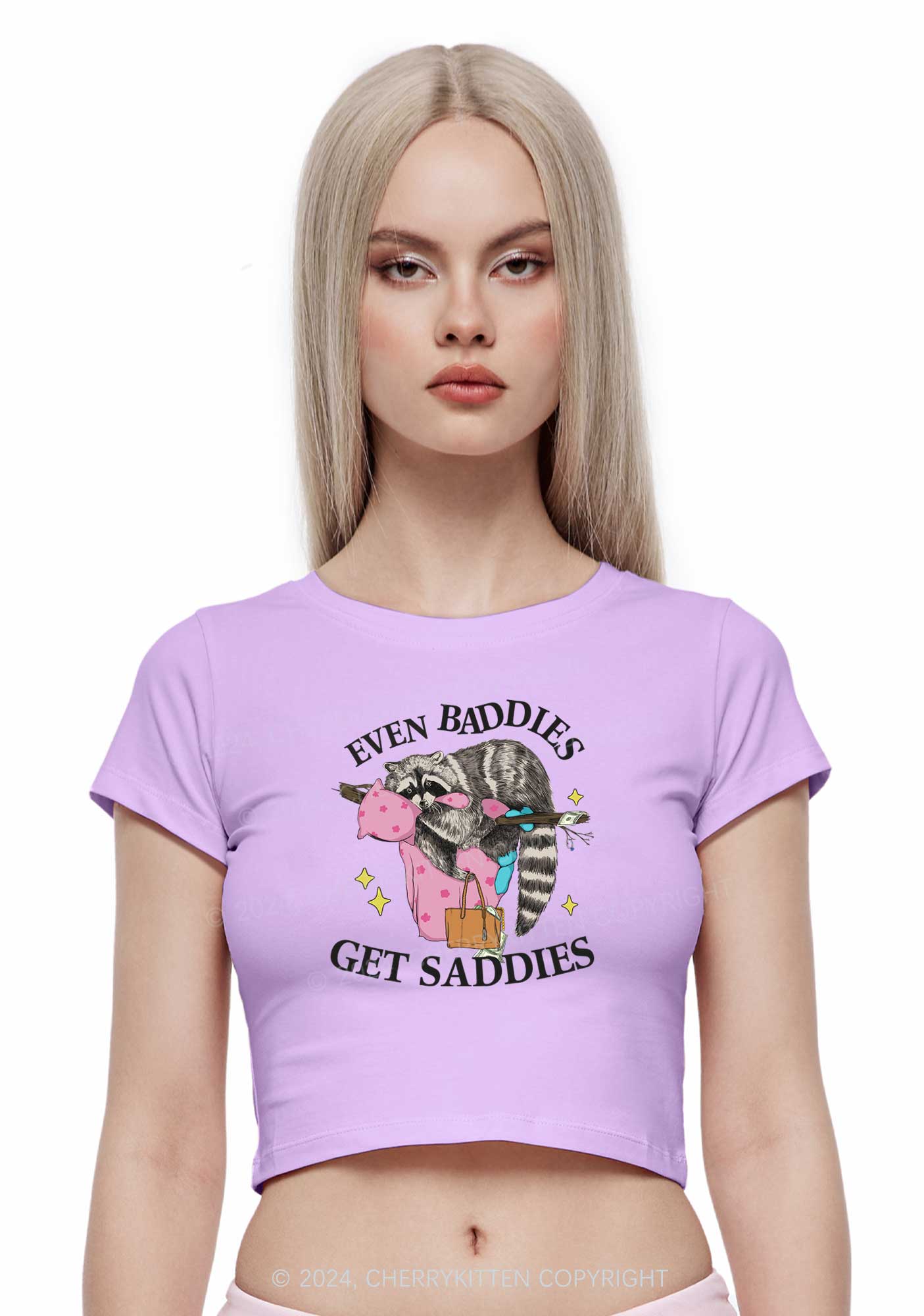 Baddies Get Saddies Y2K Baby Tee Cherrykitten