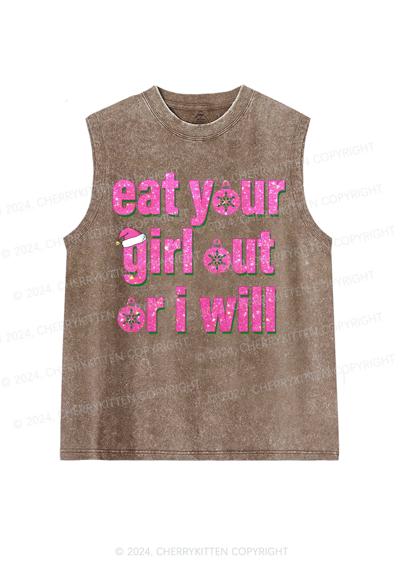 Christmas Eat Your Girl Y2K Washed Tank Cherrykitten