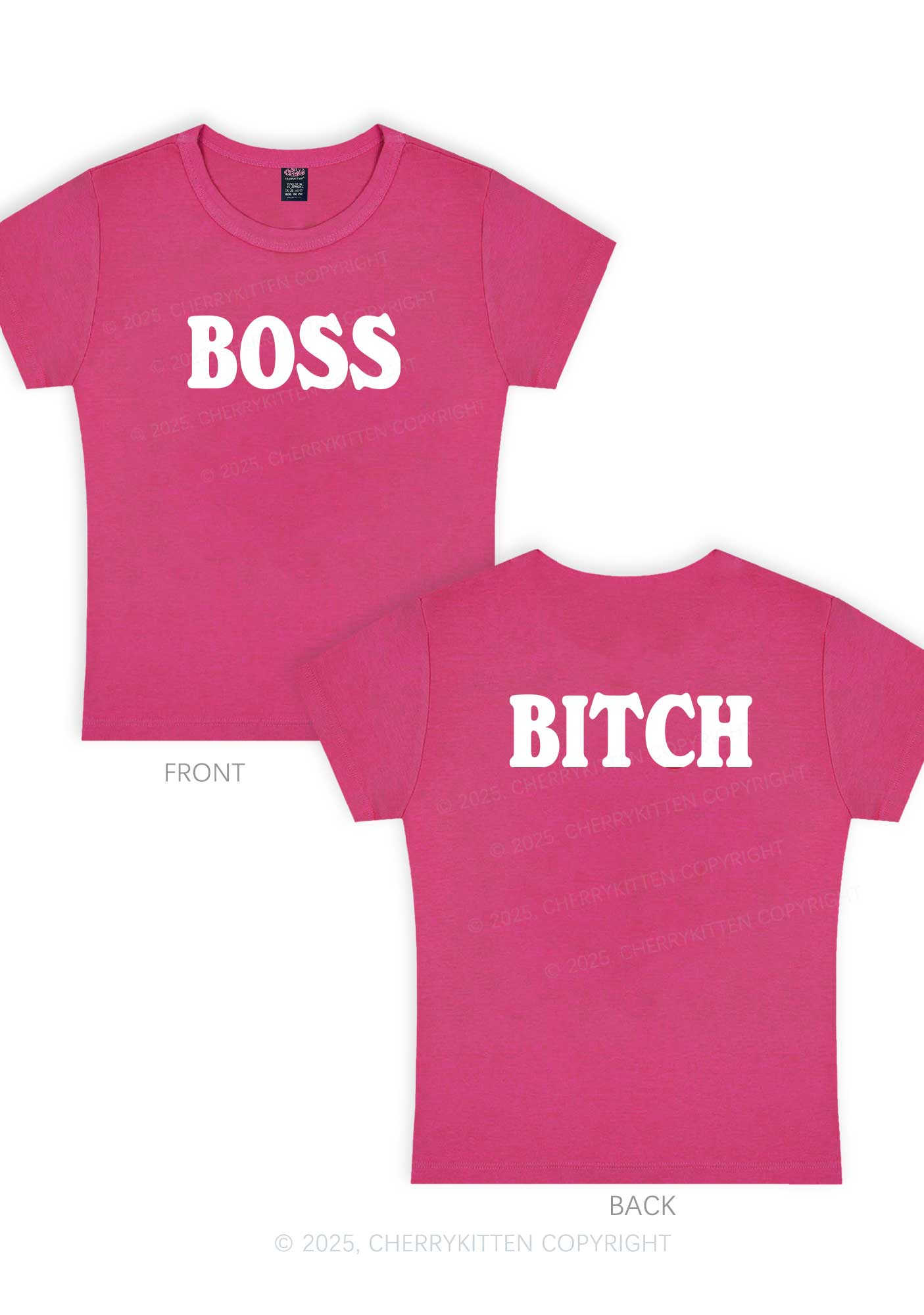 Boss Bixxh Two Sides Y2K Baby Tee Cherrykitten