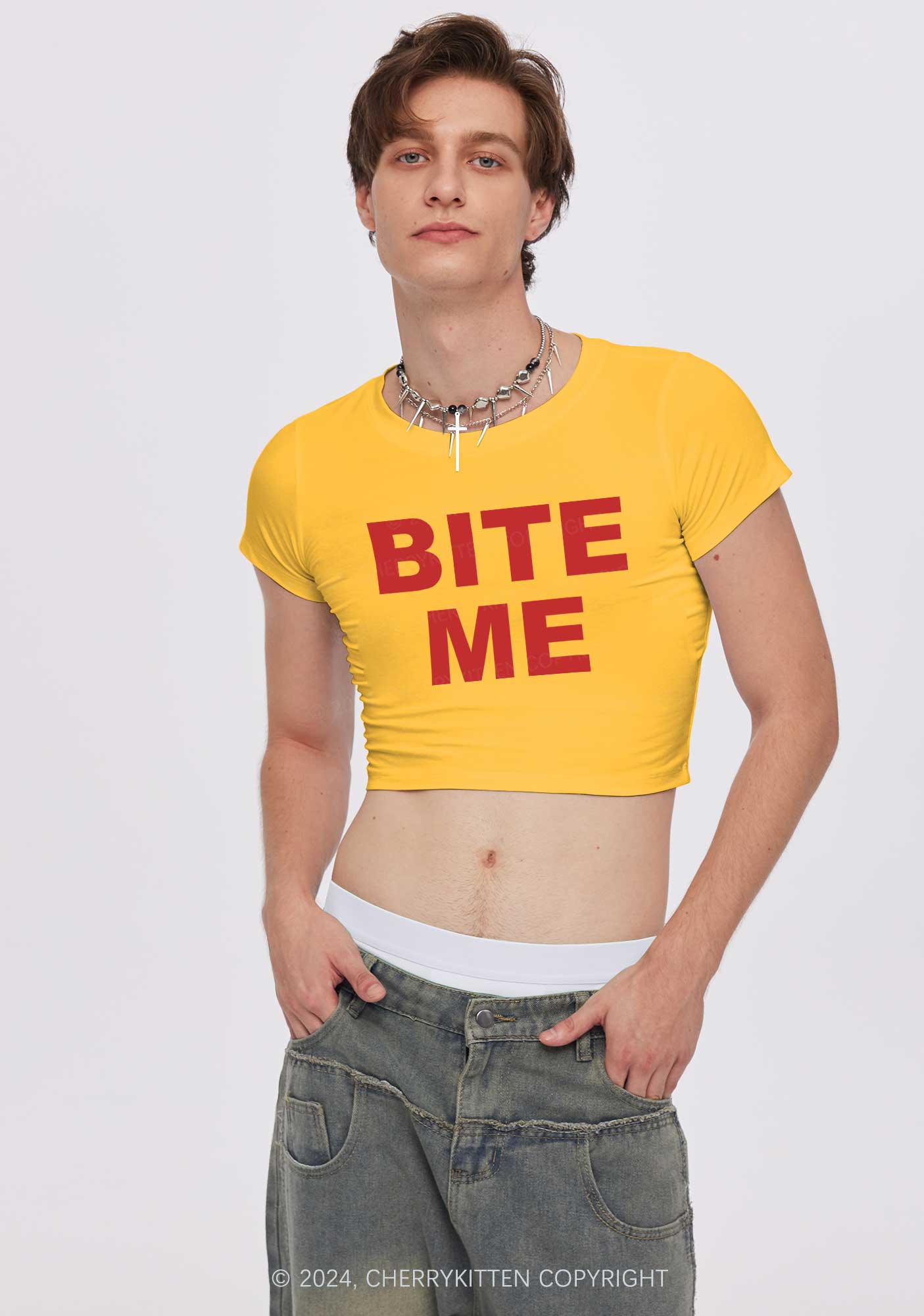 Bite Me Y2K Baby Tee Cherrykitten