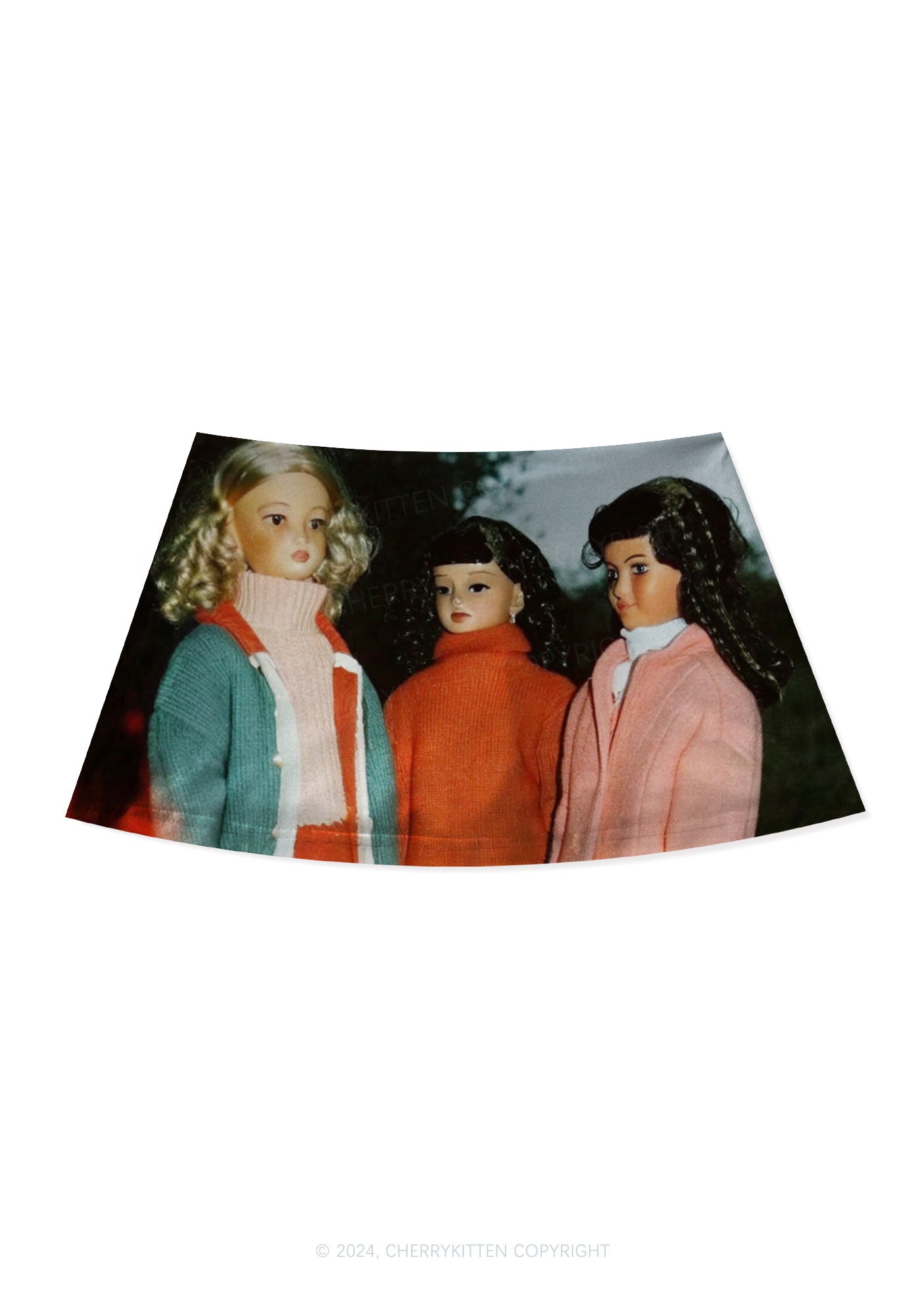 Girl Doll Y2K Print Mini Skirt Cherrykitten