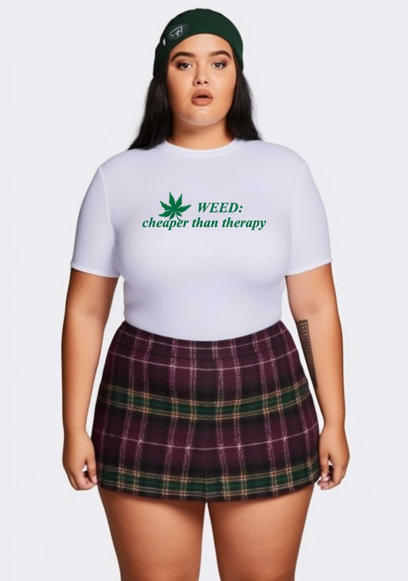 Curvy Cheaper Than Therapy Y2K Baby Tee Cherrykitten