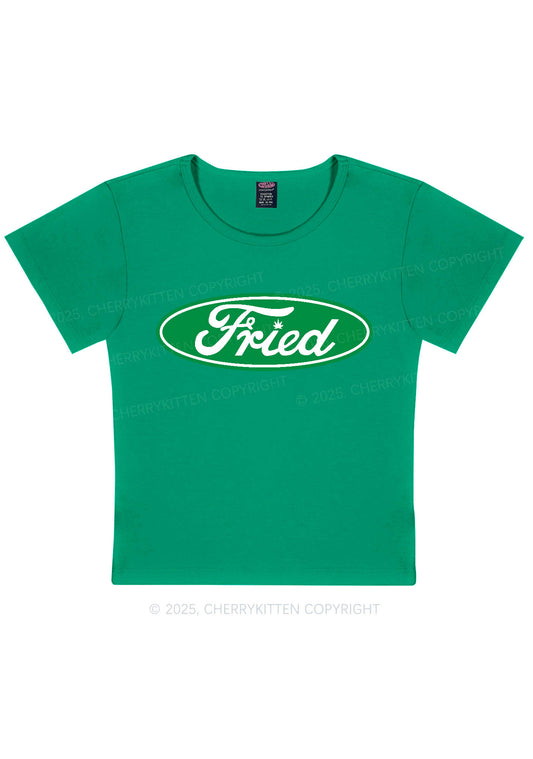 Green Fried Y2K Baby Tee Cherrykitten