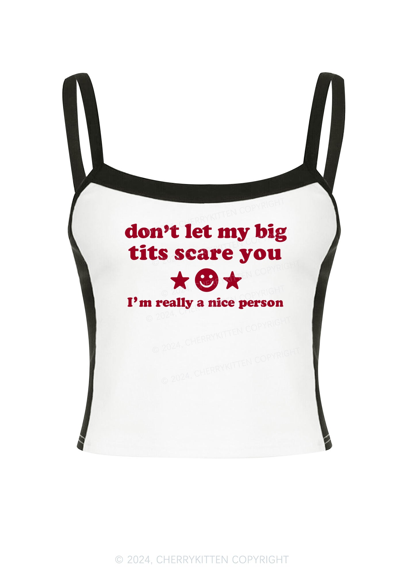 Dont Let My Big Txts Scare You Y2K Color Block Crop Cami Top Cherrykitten