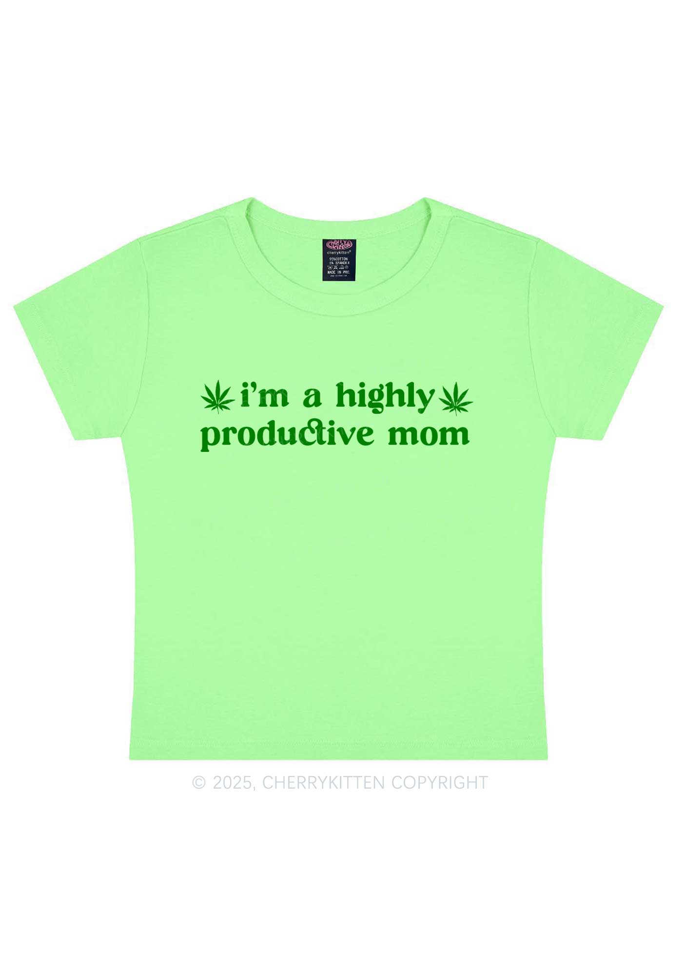 Highly Productive Mom Y2K Baby Tee Cherrykitten