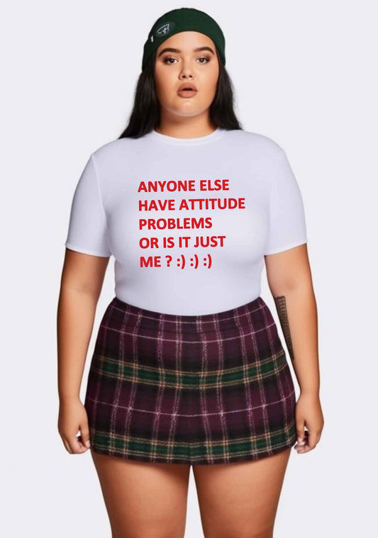 Curvy Just Me Have Attitude Problems Y2K Baby Tee Cherrykitten