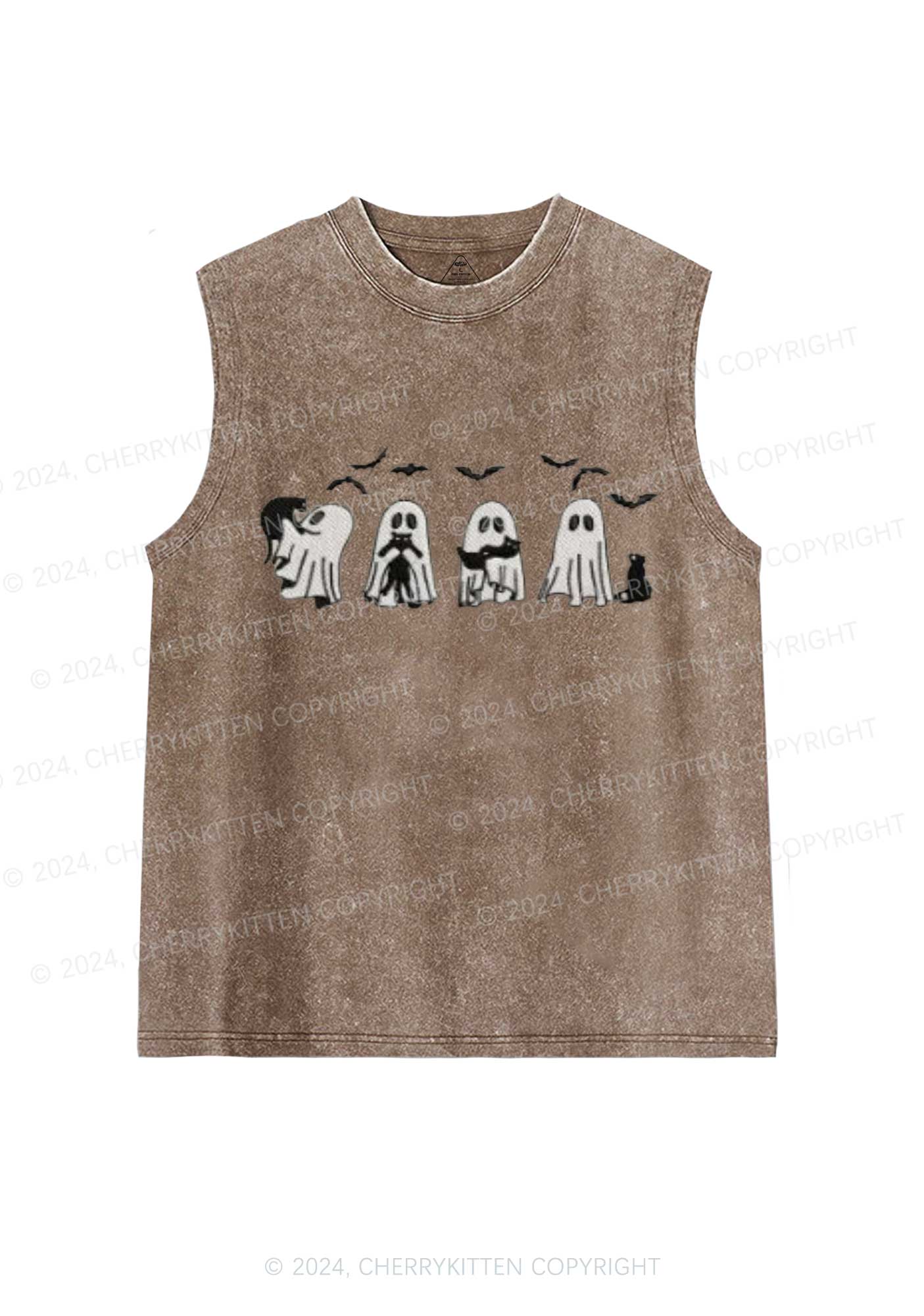 Halloween Ghost Cat Y2K Washed Tank Cherrykitten