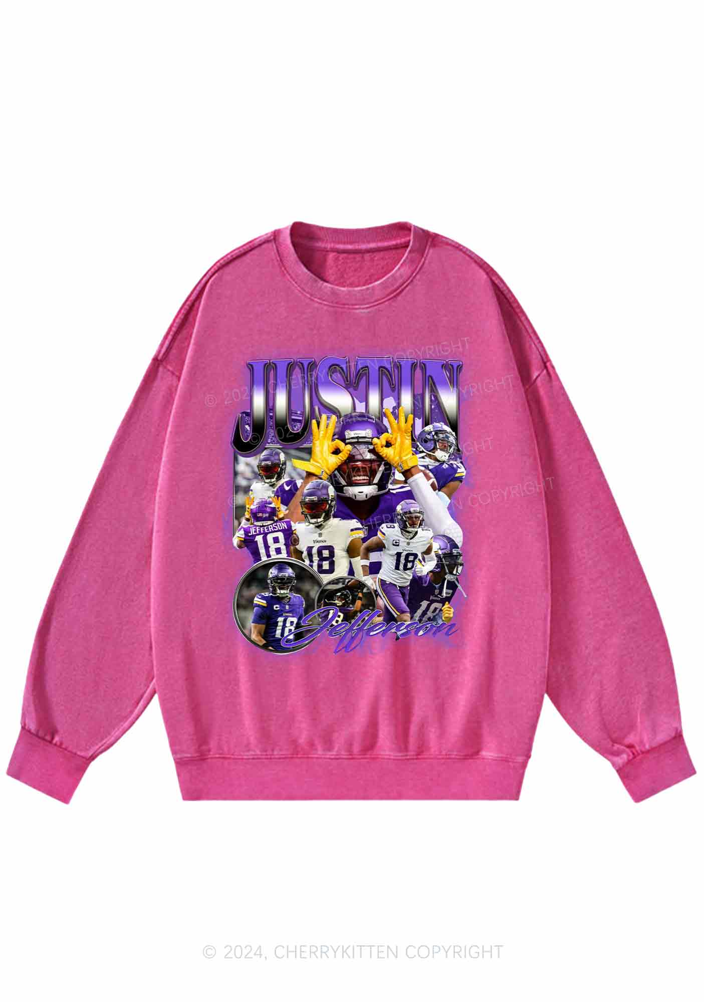 Purple Justin Y2K Super Bowl Washed Sweatshirts Cherrykitten