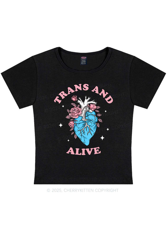 Trans And Alive Y2K Baby Tee Cherrykitten