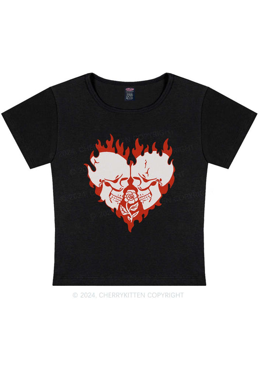 Heart Skull Y2K Valentine's Day Baby Tee Cherrykitten