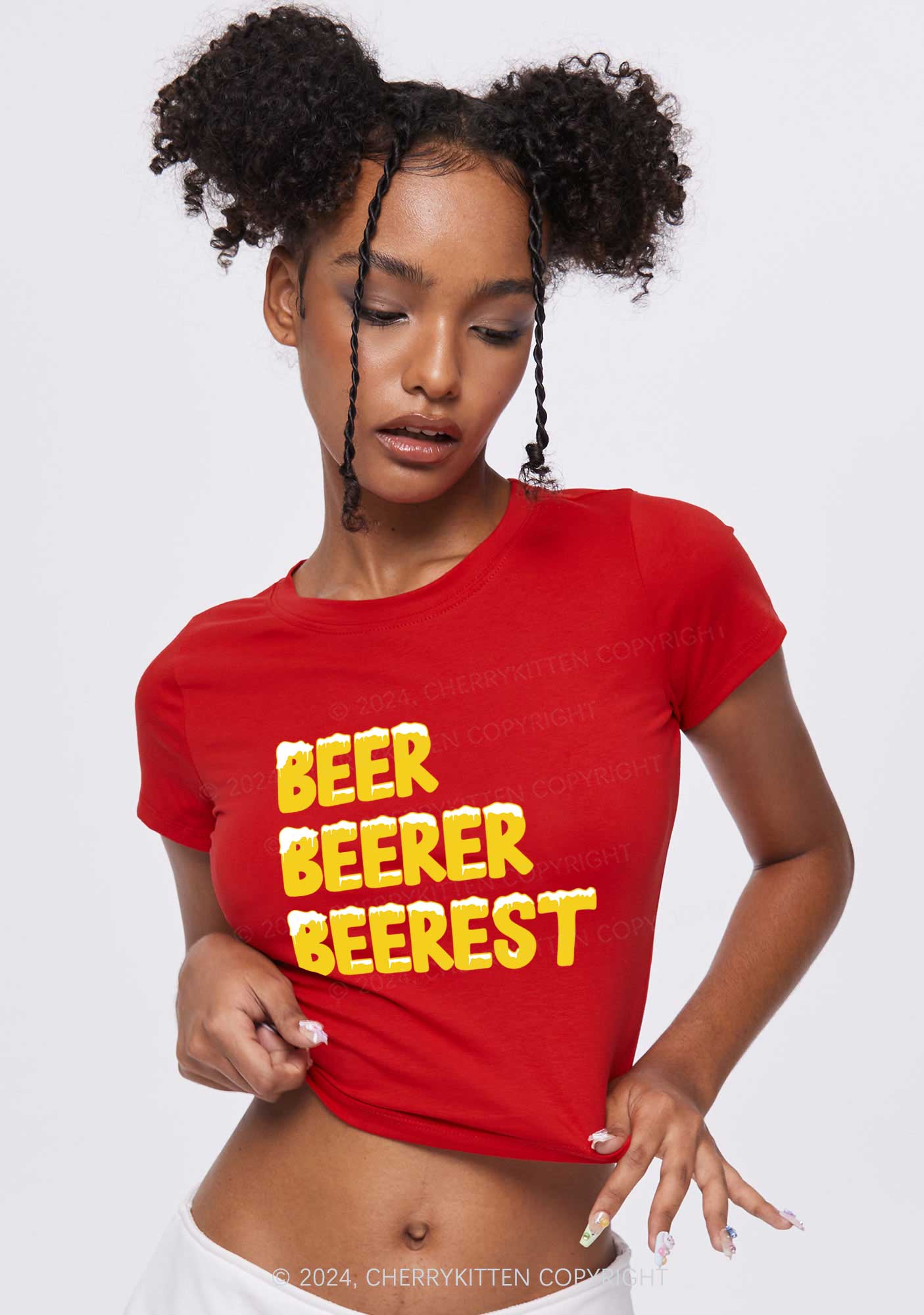 Beer Beerer Beerest Y2K Baby Tee Cherrykitten