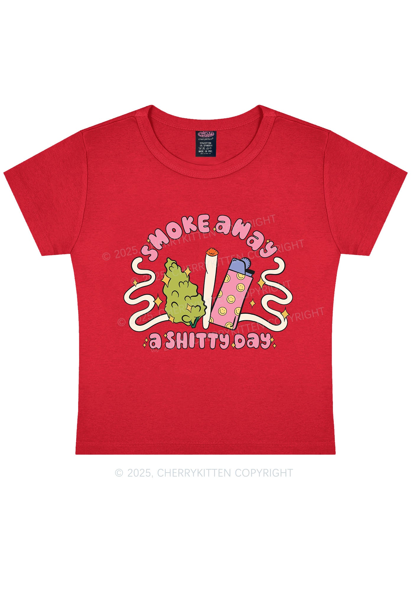 Smoke Away A Shixxy Day Y2K Baby Tee Cherrykitten