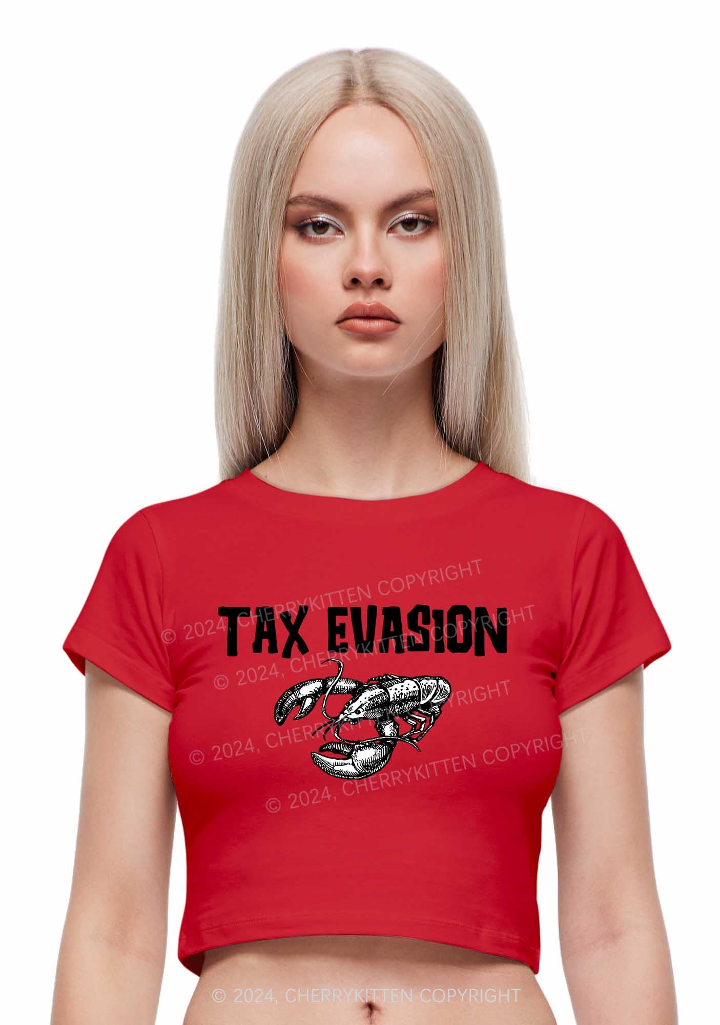 Tax Evasion Lobster Y2K Baby Tee Cherrykitten