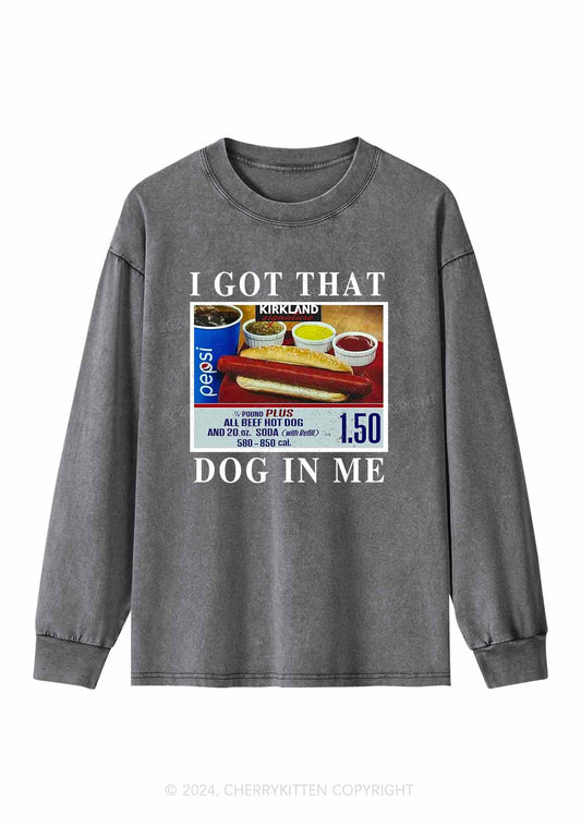 I Got That Hot Dog In Me Y2K Washed Long Sleeves Cherrykitten