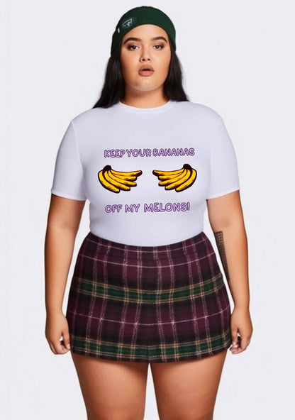 Curvy Keep Your Bananas Y2K Baby Tee Cherrykitten