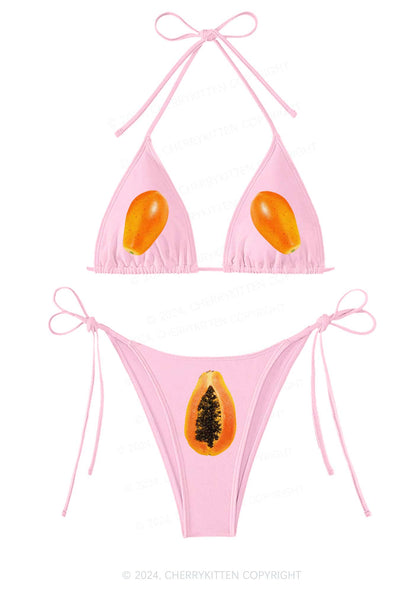 Papaya Y2K Halter Triangle Bikini Set Cherrykitten