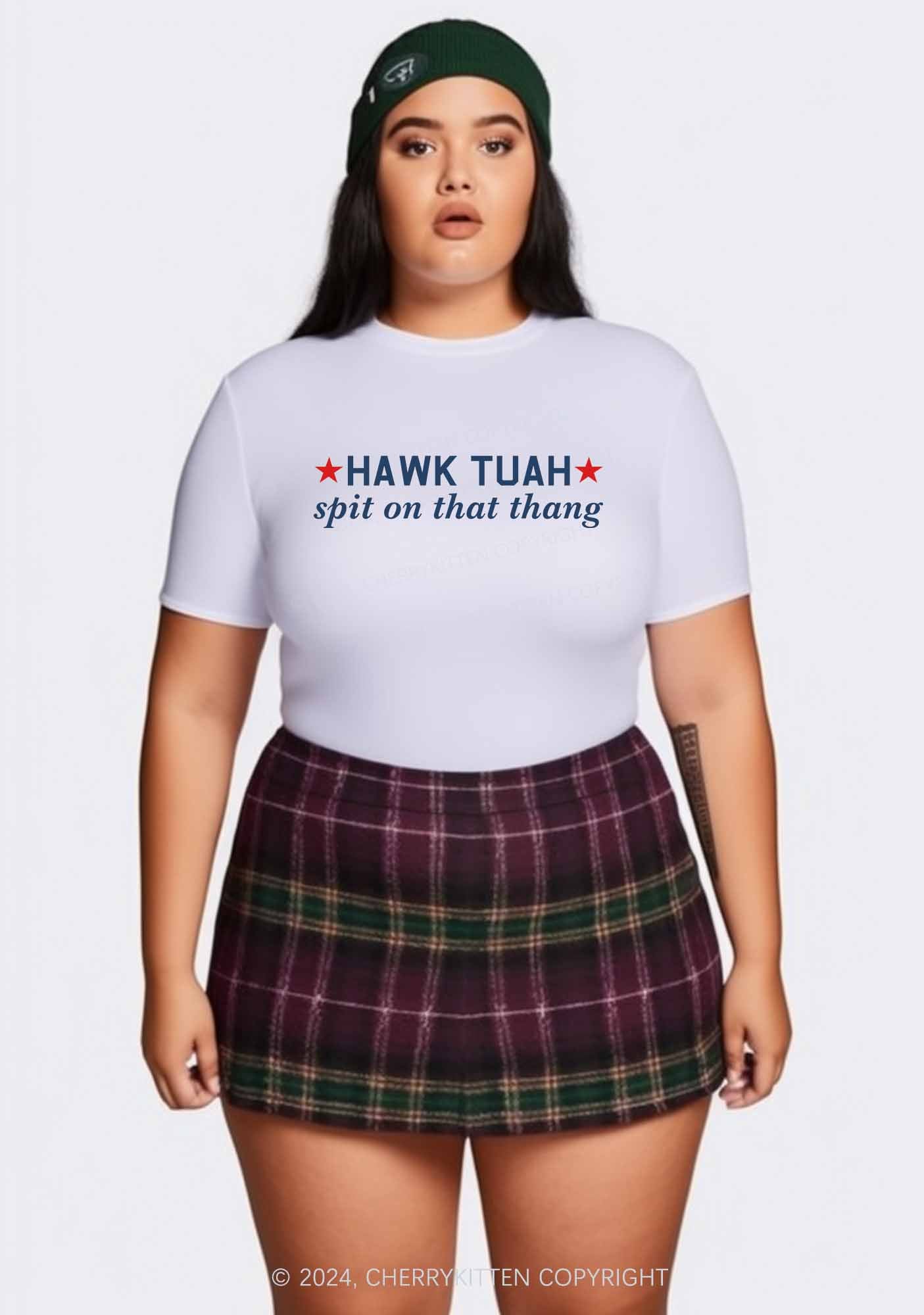 Curvy HAWK TUAH Y2K Baby Tee Cherrykitten