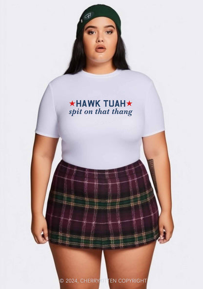 Curvy HAWK TUAH Y2K Baby Tee Cherrykitten