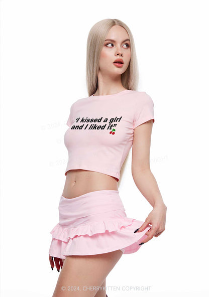 I Kissed A Girl Y2K Baby Tee Cherrykitten