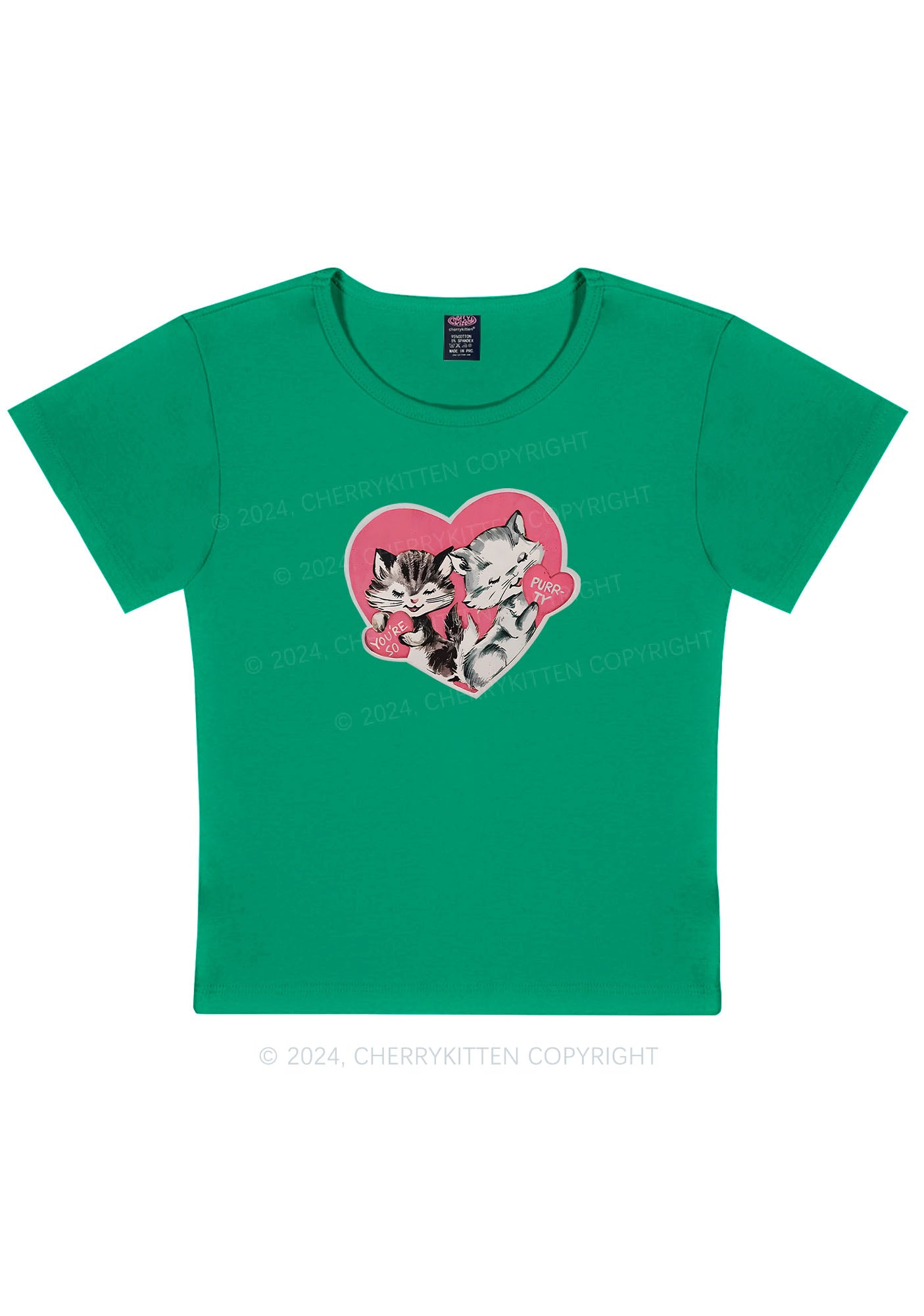 You Are So Purrty Y2K Valentine's Day Baby Tee Cherrykitten