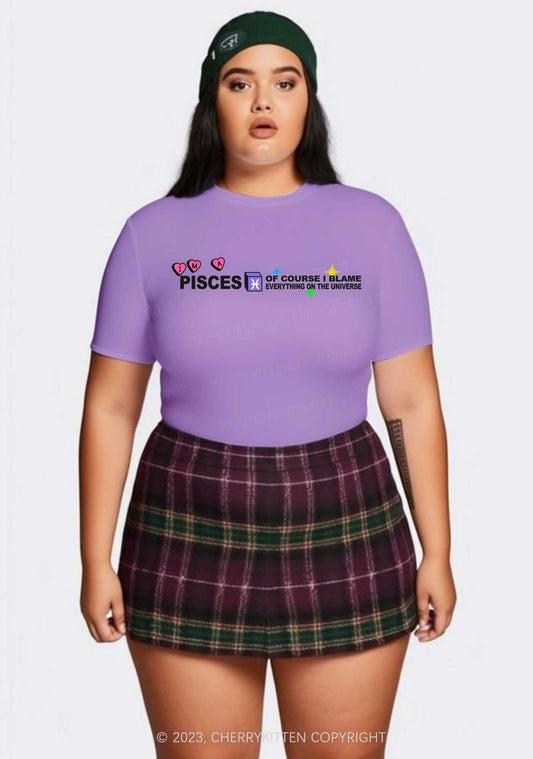 Curvy I'm A Pisces Y2K Baby Tee Cherrykitten