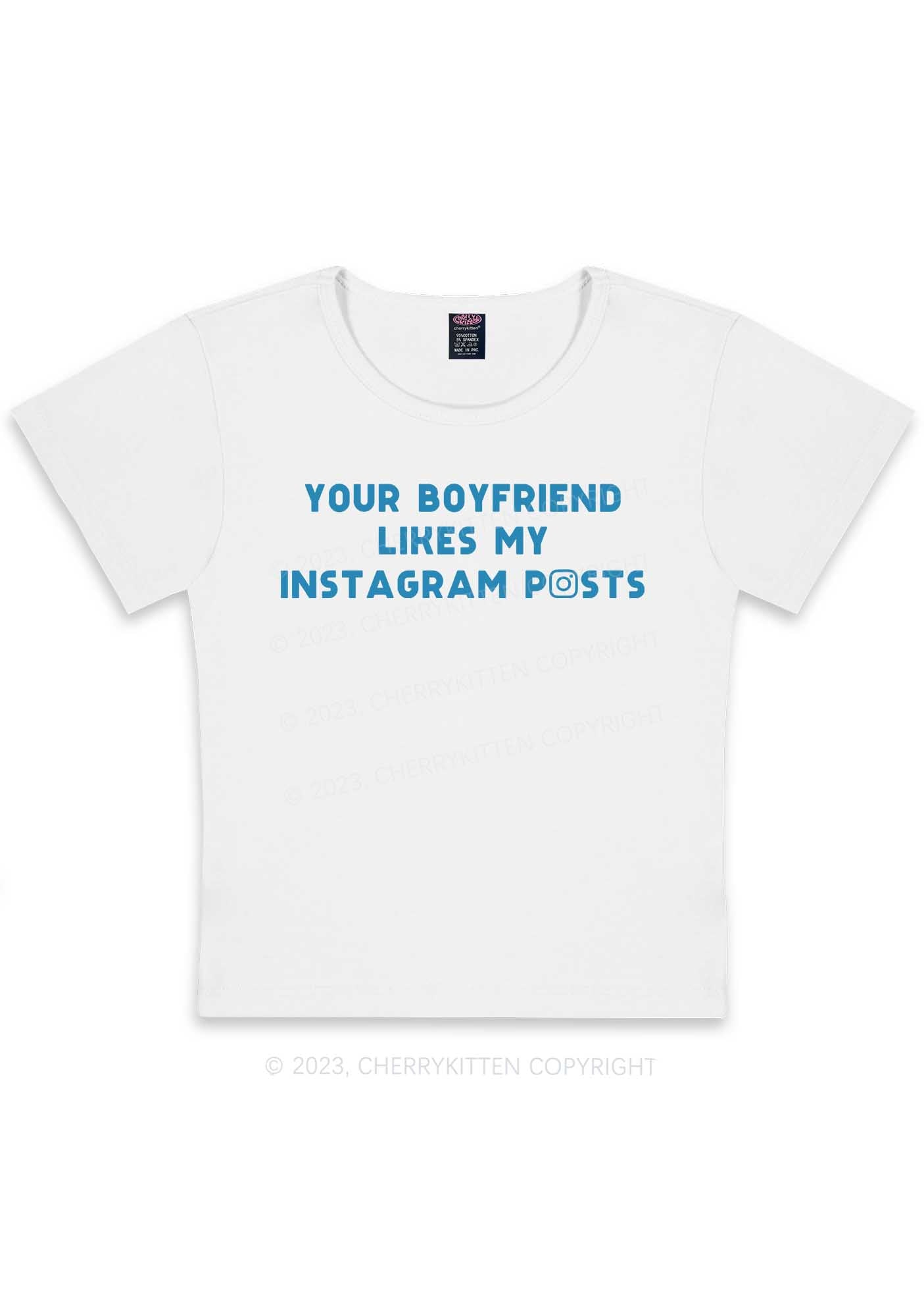 Curvy Your BF Likes My Posts Y2K Baby Tee Cherrykitten