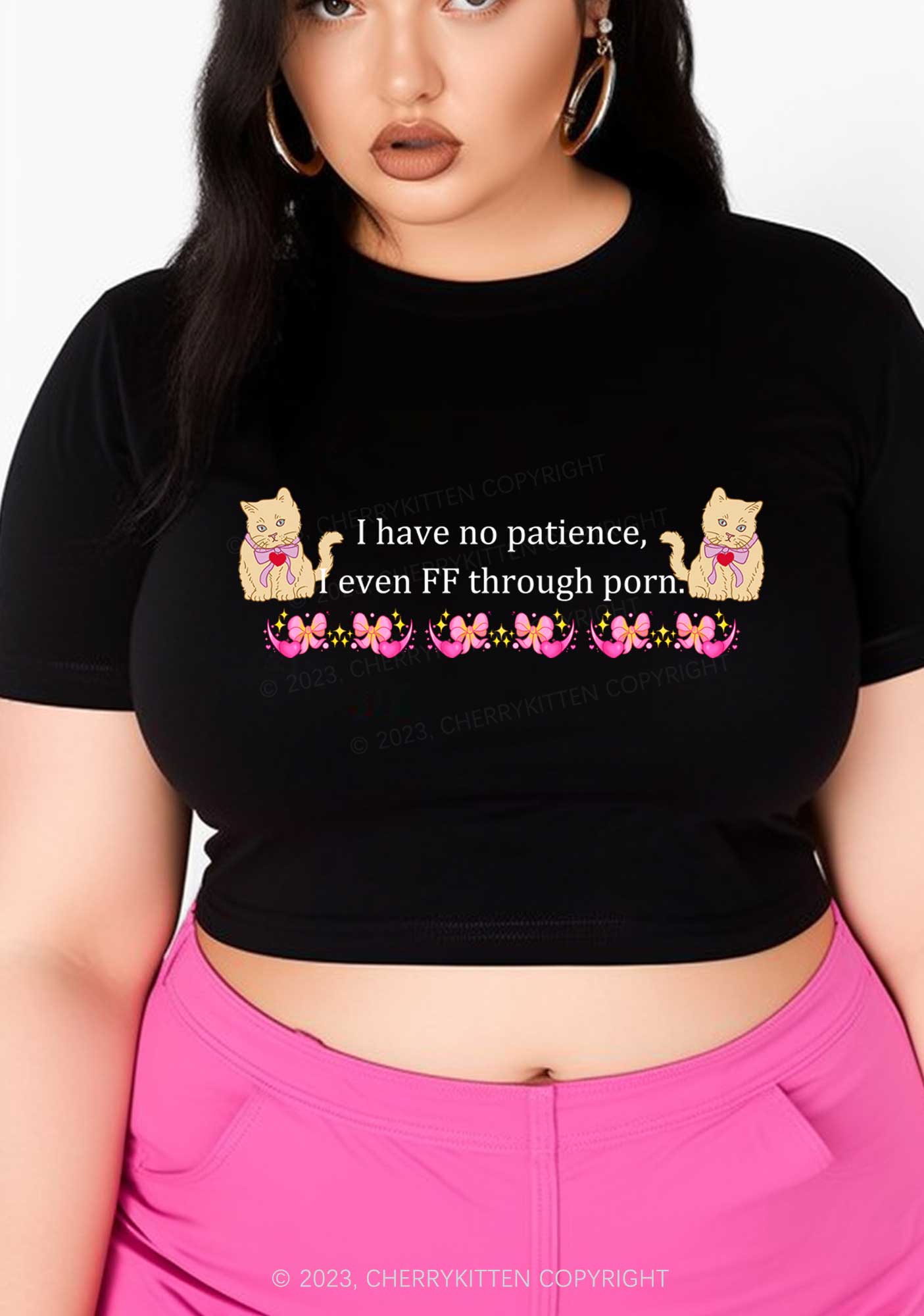 Curvy I Have No Patience Y2K Baby Tee Cherrykitten