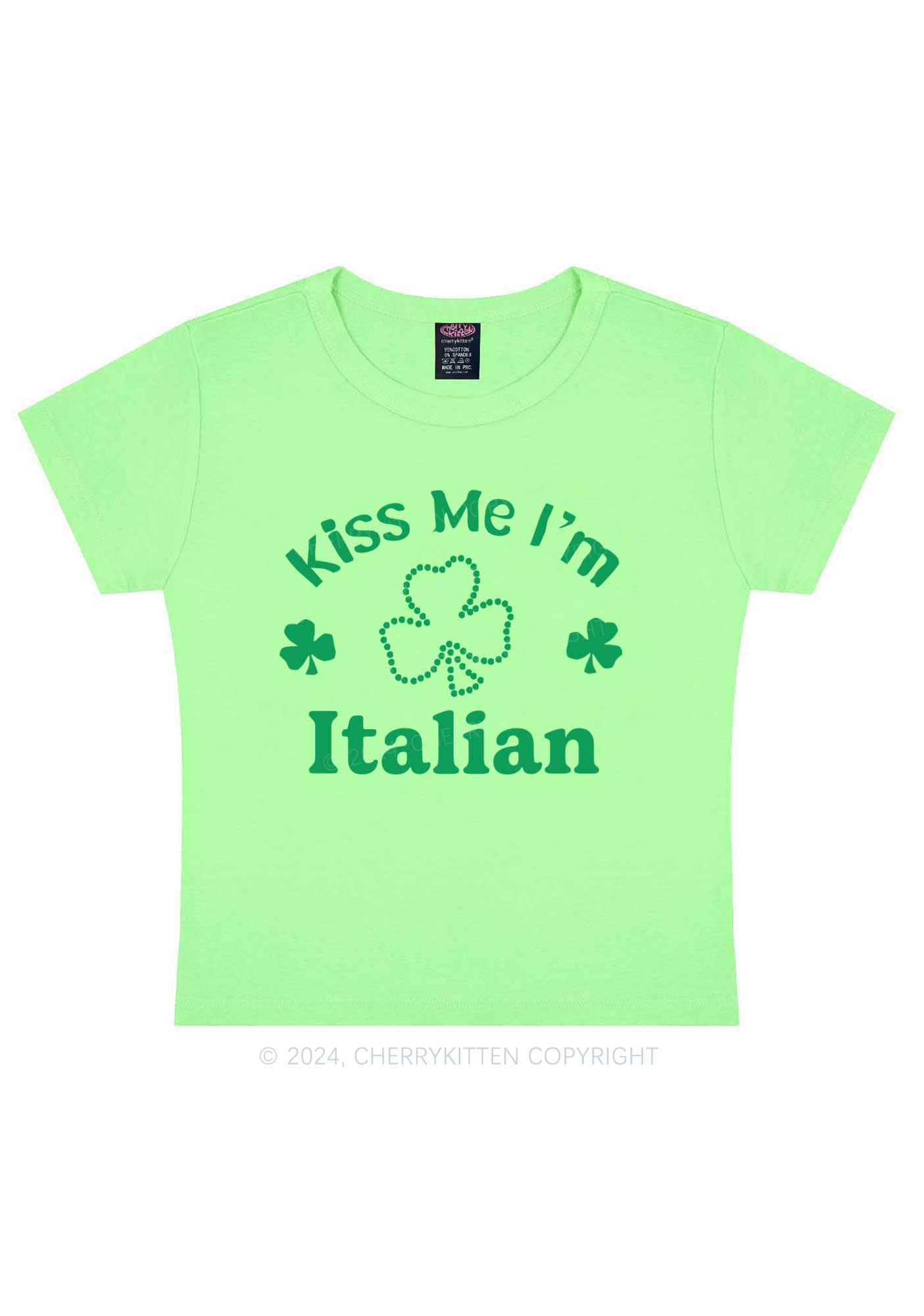 Kiss Me Im Italian St Patricks Y2K Baby Tee Cherrykitten