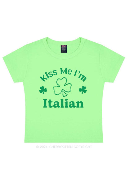 Kiss Me Im Italian St Patricks Y2K Baby Tee Cherrykitten