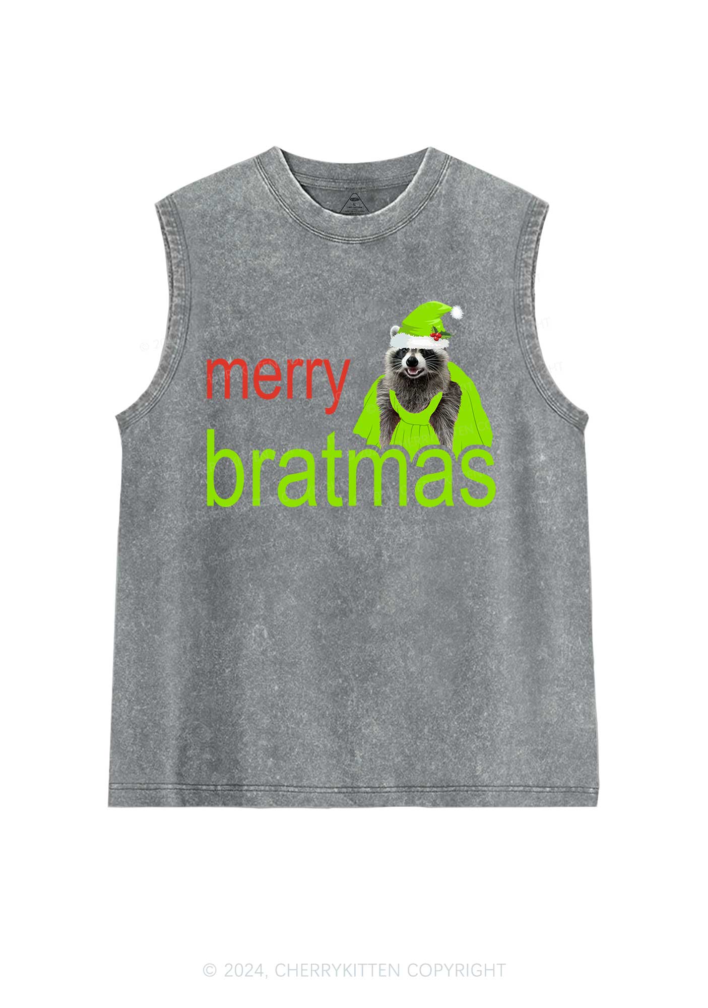 Christmas Merry Bratmas Y2K Washed Tank Cherrykitten