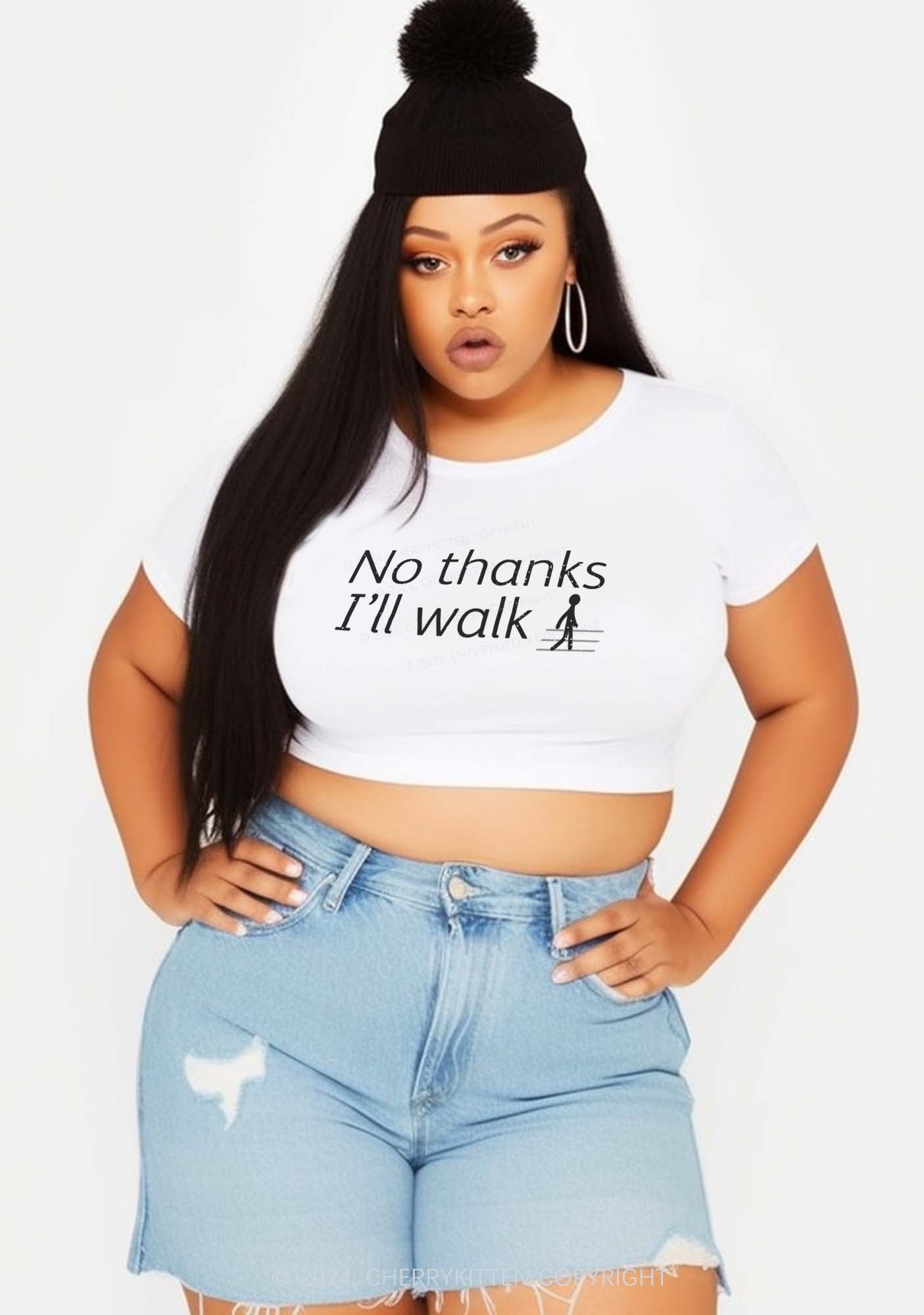 Curvy I'll Walk Y2K Baby Tee Cherrykitten