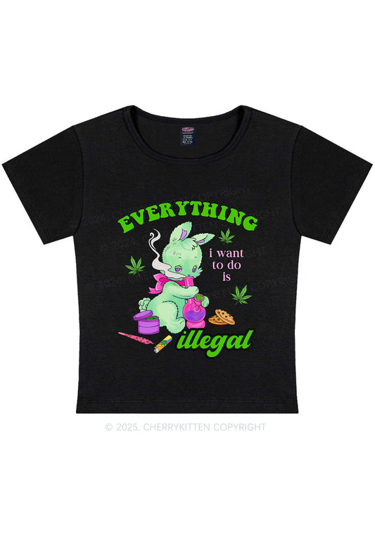 Everything Is Illegal Bunny Y2K Baby Tee Cherrykitten