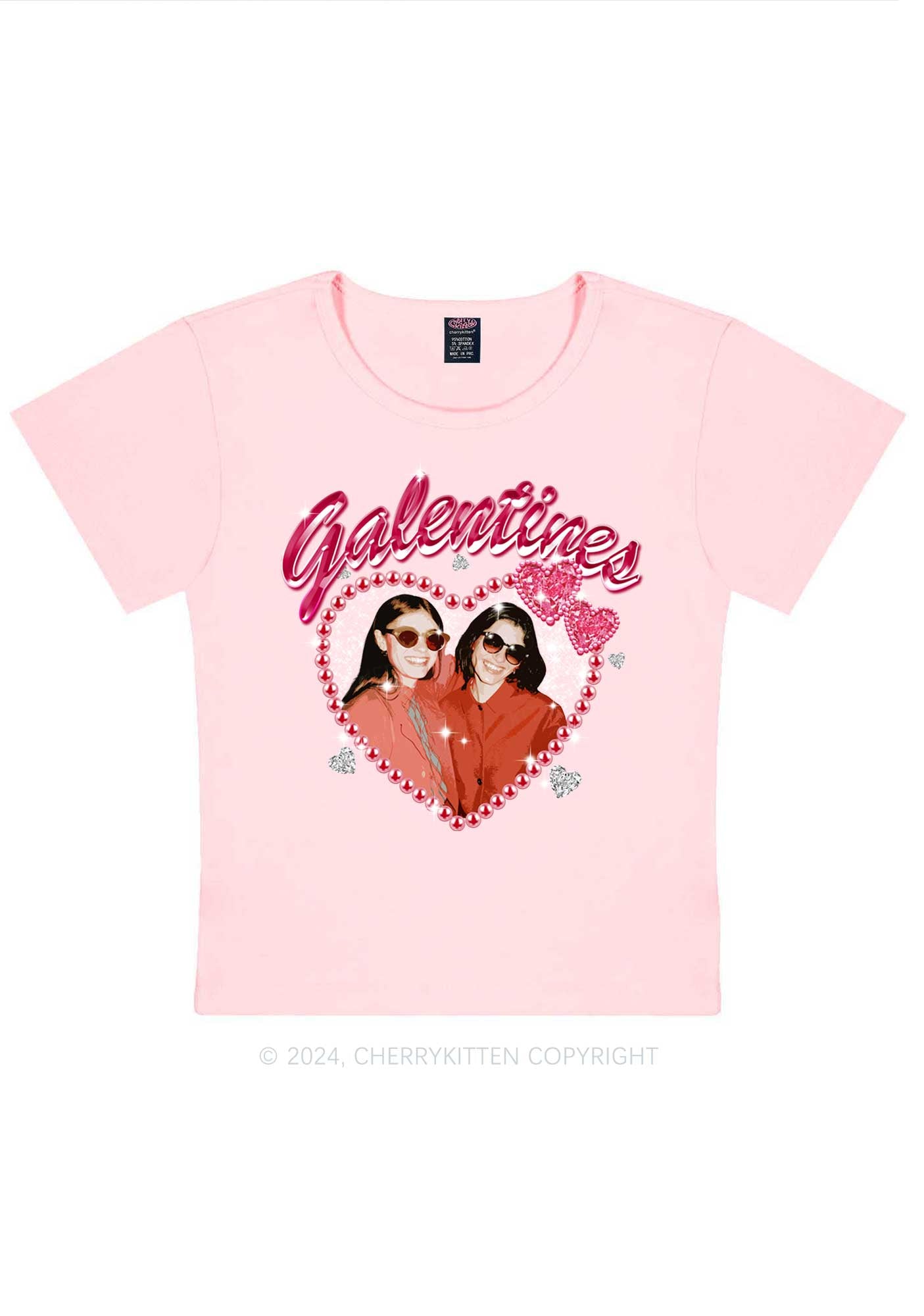 Custom Galentines Photo Y2K Valentine's Day Baby Tee Cherrykitten