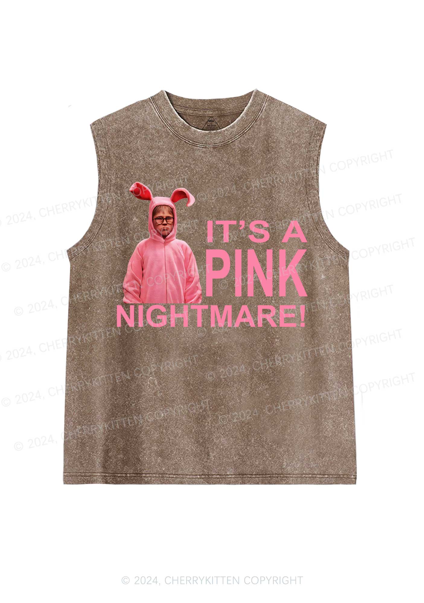 Christmas Pink Nightmare Y2K Washed Tank Cherrykitten