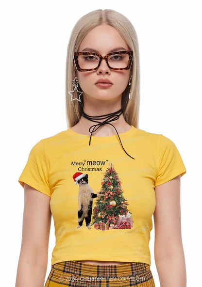 Christmas Merry Meow Y2K Baby Tee Cherrykitten