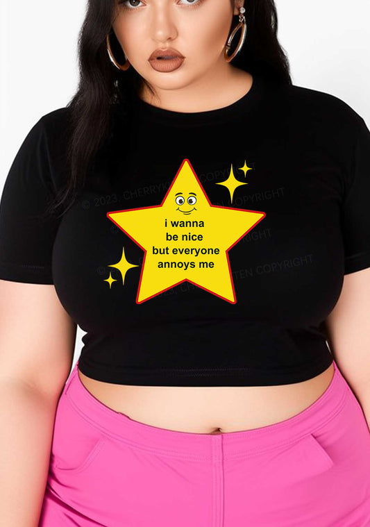 Curvy Everyone Annoys Me Y2K Baby Tee Cherrykitten