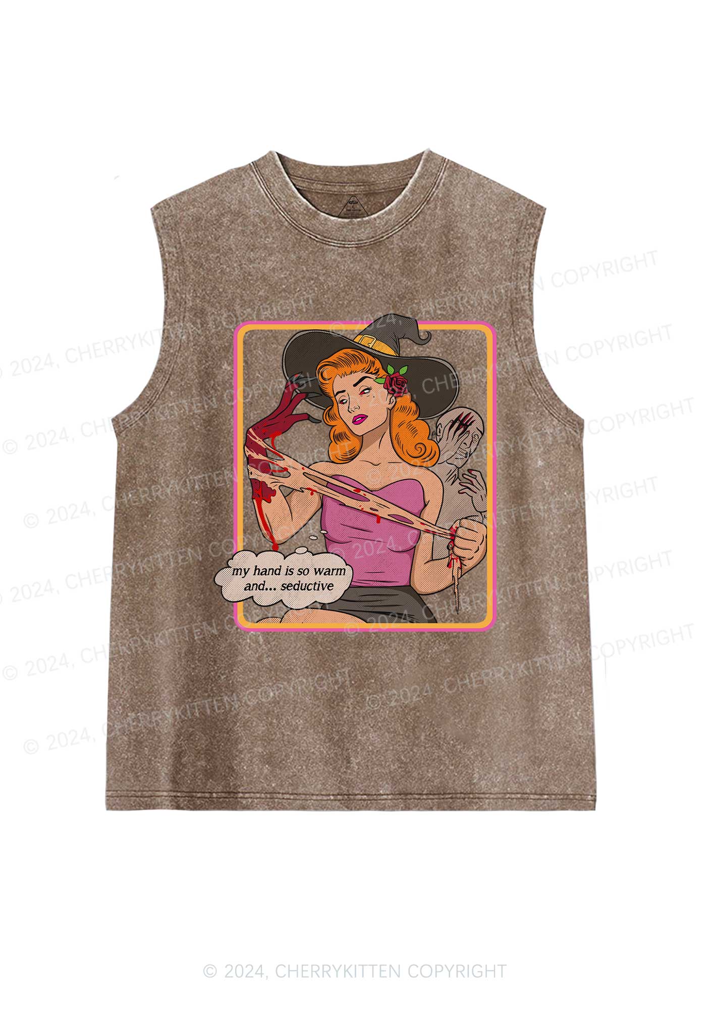 Halloween Seductive Hand Y2K Washed Tank Cherrykitten