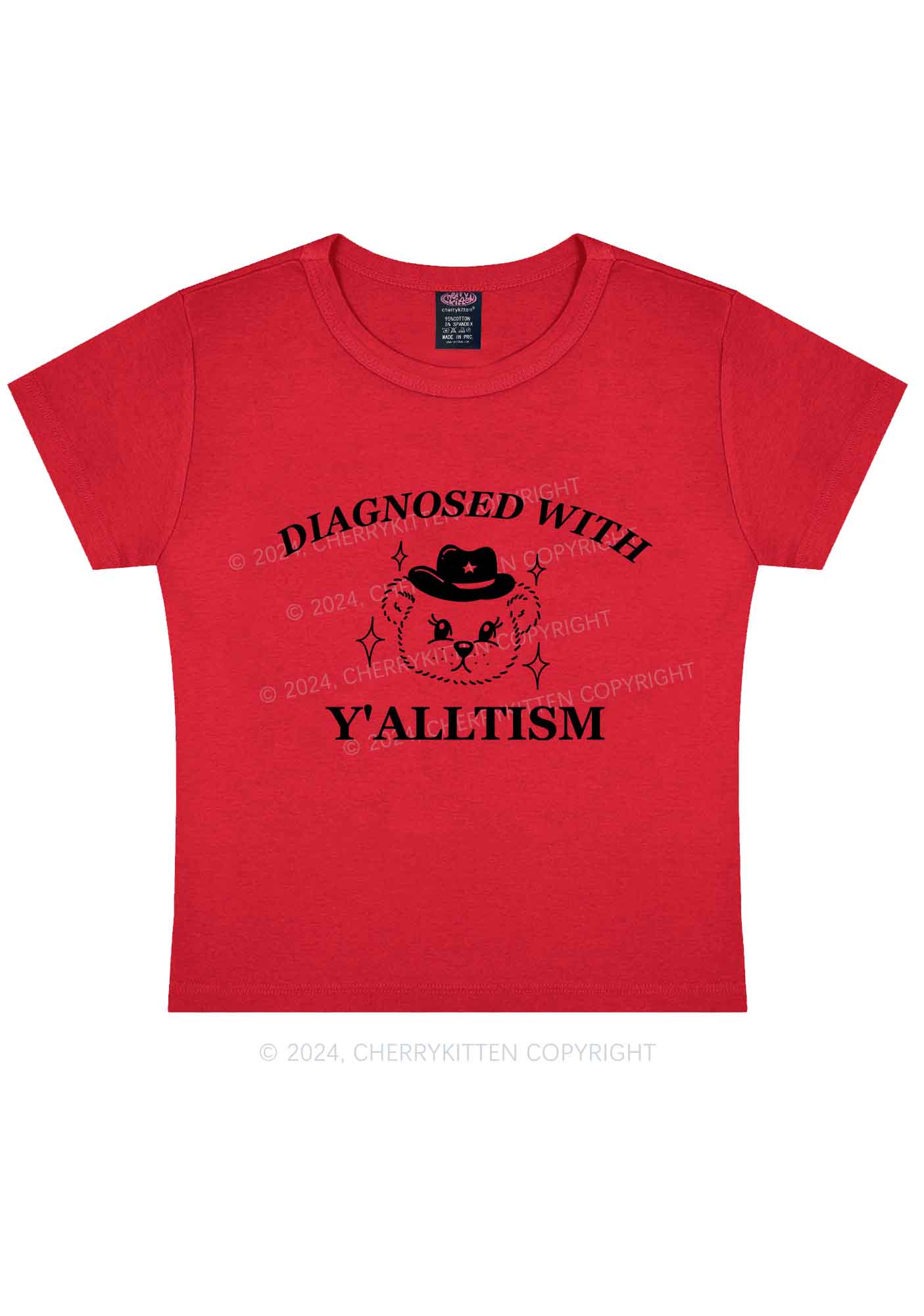 Diagnosed With Y'alltism Y2K Baby Tee Cherrykitten