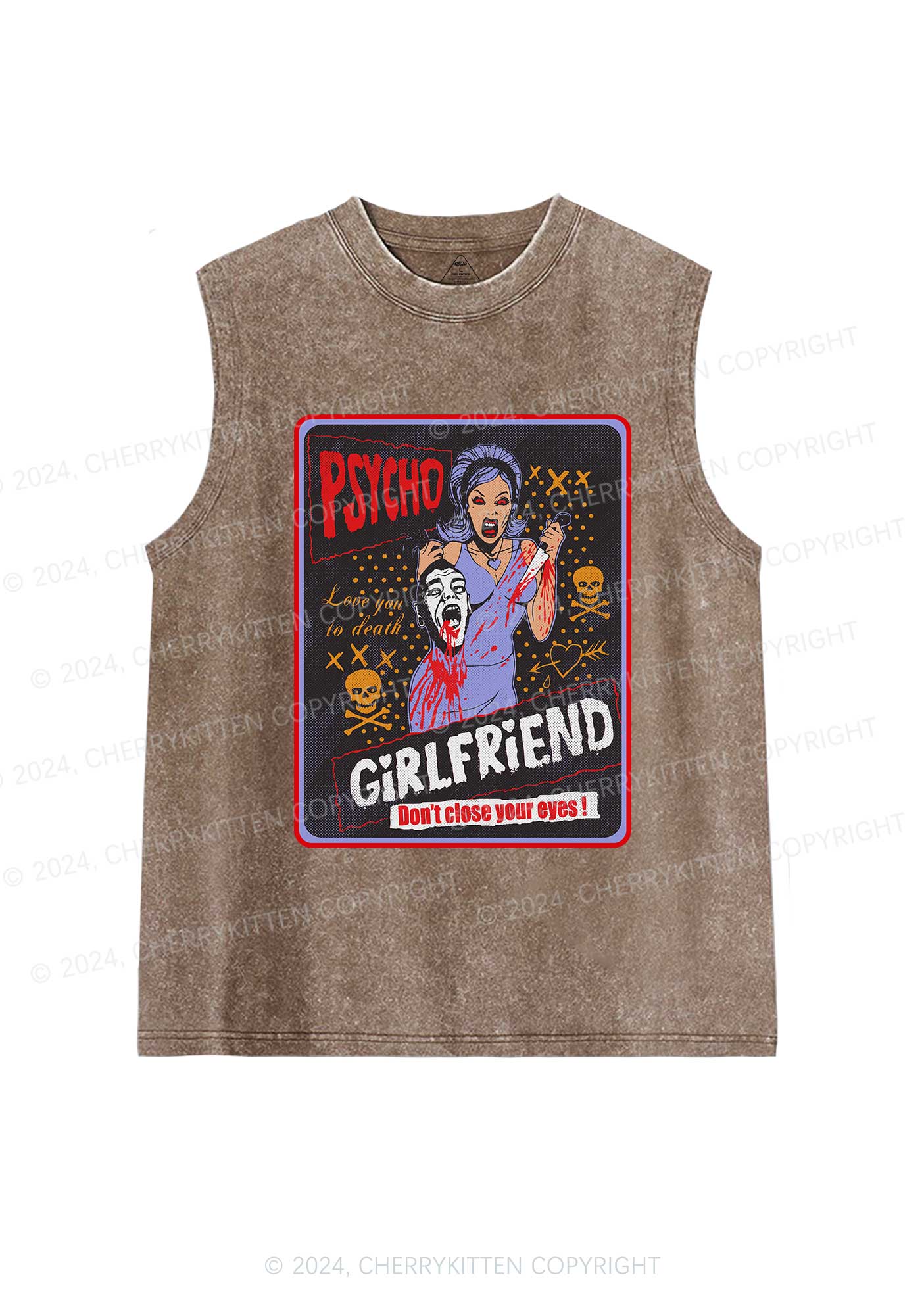 Halloween Psycho Girlfriend Y2K Washed Tank Cherrykitten