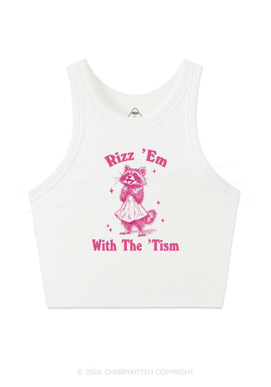 Rizz Em With The Tism Y2K Crop Tank Top Cherrykitten