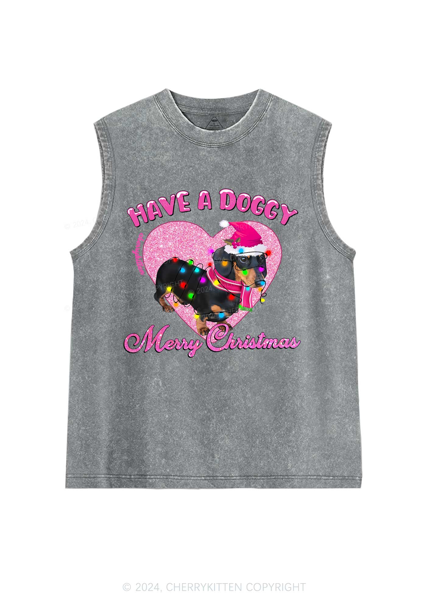 Have A Doggy Christmas Y2K Washed Tank Cherrykitten