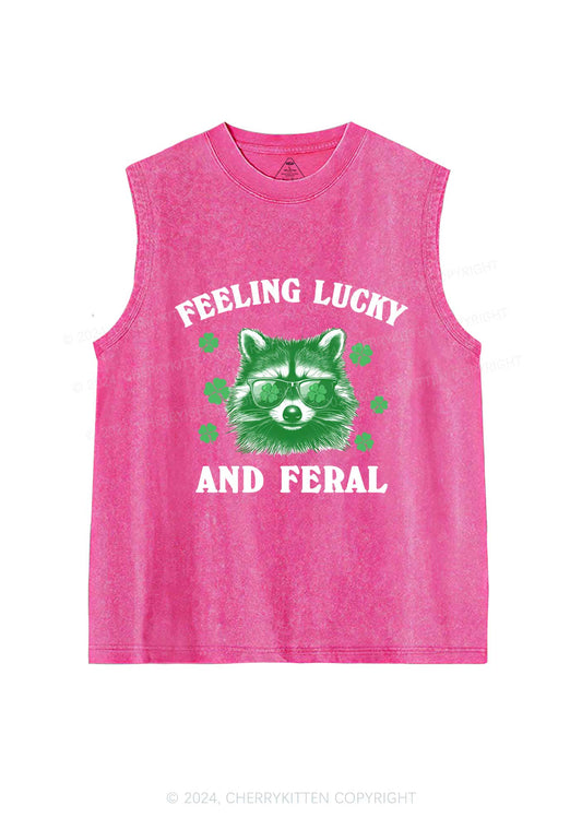 Feeling Lucky And Feral St Patricks Y2K Washed Tank Cherrykitten